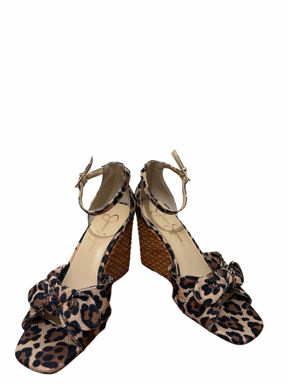 Jessica Simpson Leopard Print Wedge Sandals with Ankle Strap